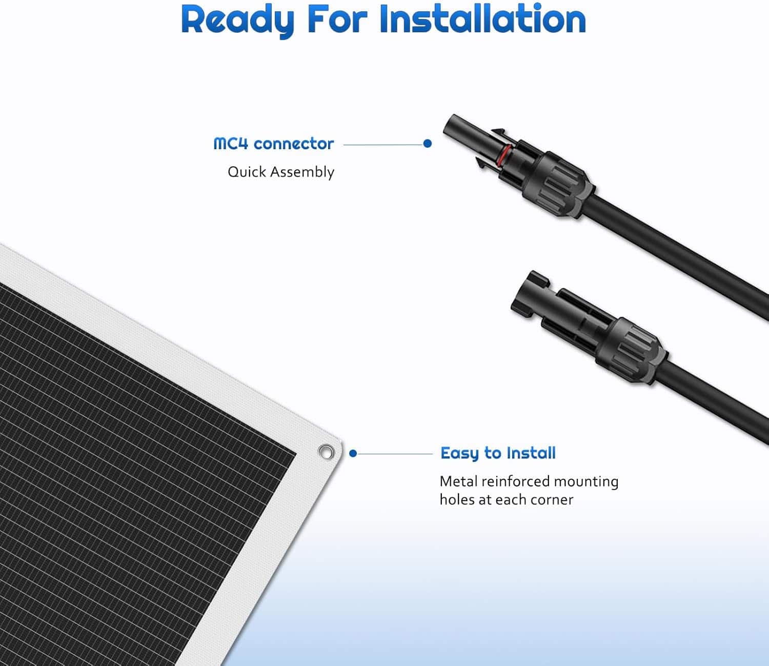Alrska Flexible Solar Panel, Monocrystalline Semi-Flexible Solar Panels Bendable Mono Off-Grid Charger for Marine, RV, Cabin, Van, Car and Uneven Surfaces (5)