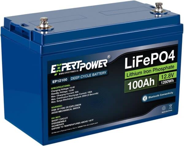 ExpertPower Lithium LiFePO4 Deep Cycle Rechargeable Battery | Bluetooth ...