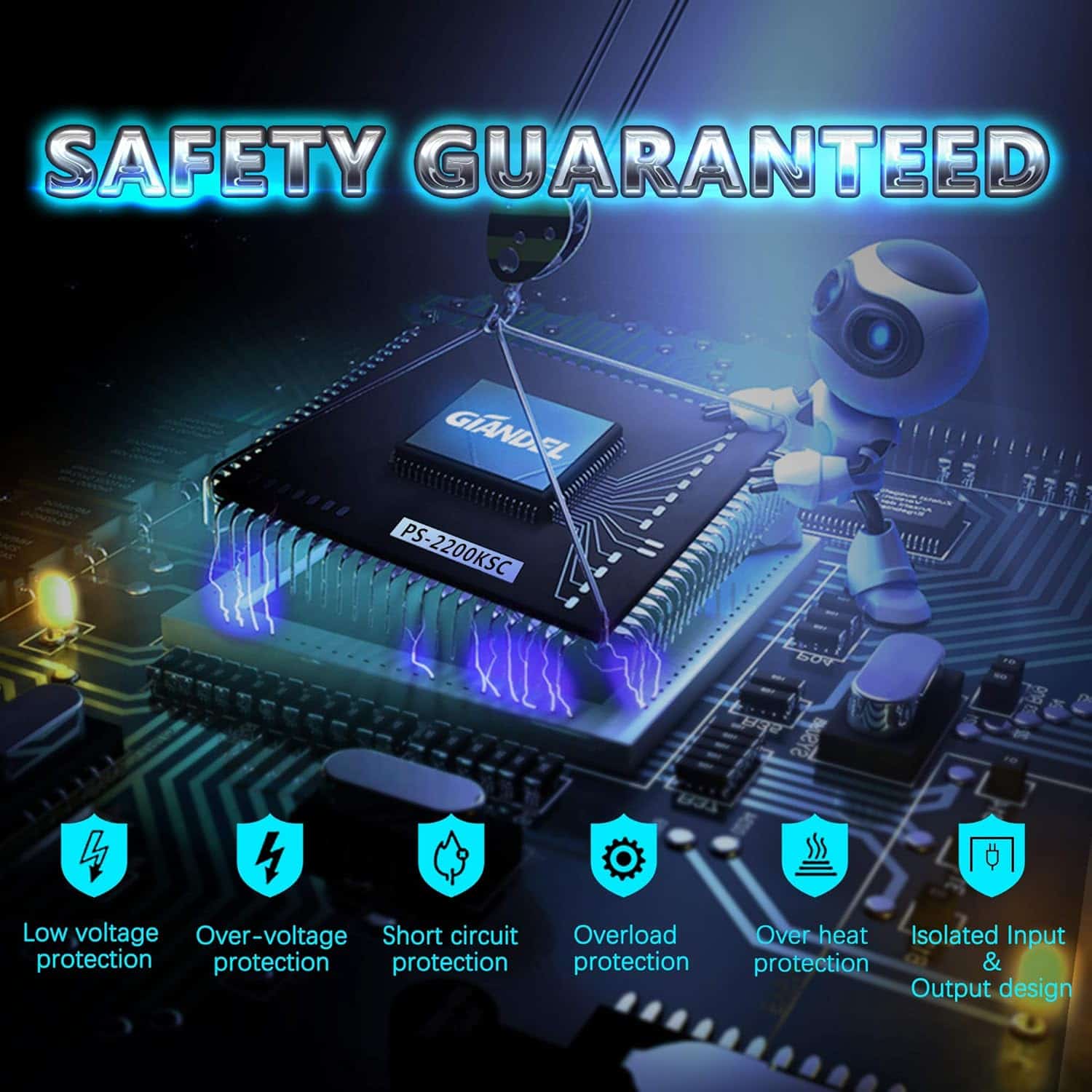 GIANDEL PS-2200KSC Pure Sine Wave Power Inverter DC to AC with Solar Charge Control Lithium Battery Compatible and Remote Control&LED Display for RVs Truck Off Grid Solar System (4)