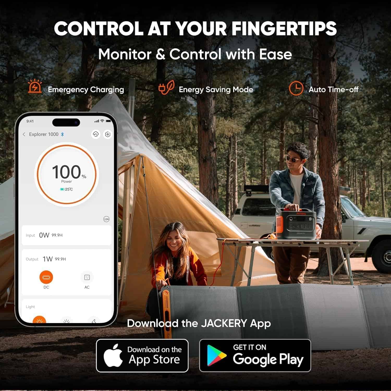 Jackery Solar Generator 1000 with SolarSaga Solar Panels, AC Outlets, Portable Power Station Ideal for Home Backup, Emergency, RV Outdoor amping Black, Orange (6)