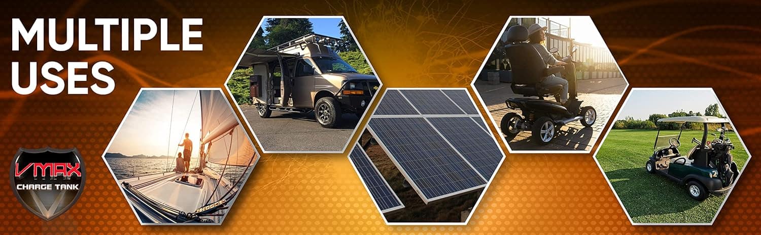 Vmaxtanks VMAXSLR125 AGM Sealed deep Cycle Battery for Use with Apllo gate openers and Other Swing Slide Barrier Overhead Gates (AGM Solar Battery) (2)