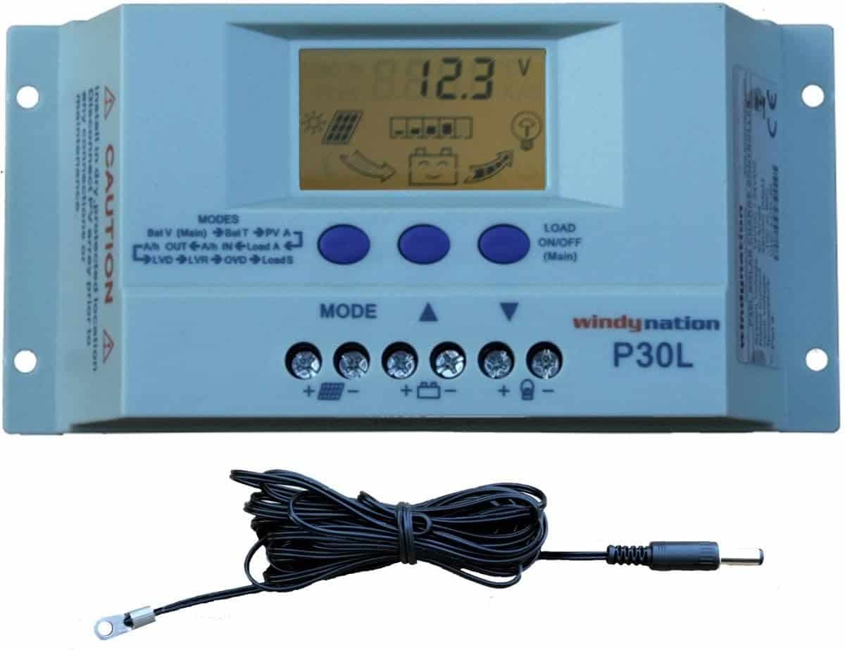 WindyNation Solar Panel Off-Grid RV Boat Kit with LCD PWM Charge Controller + Solar Cable + Connectors + Mounting Brackets (2)