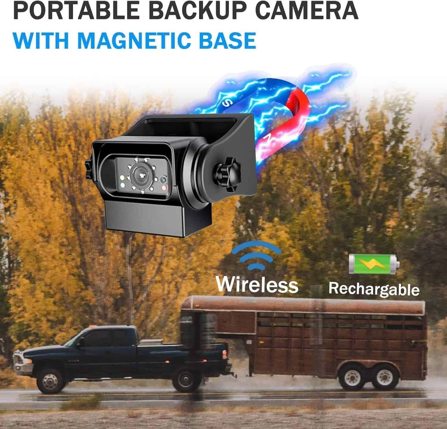 EWAY WiFi Magnetic Hitch Wireless Backup Rear/Front View Camera for Travel Trailer, Fifth Wheels, RV, Camper