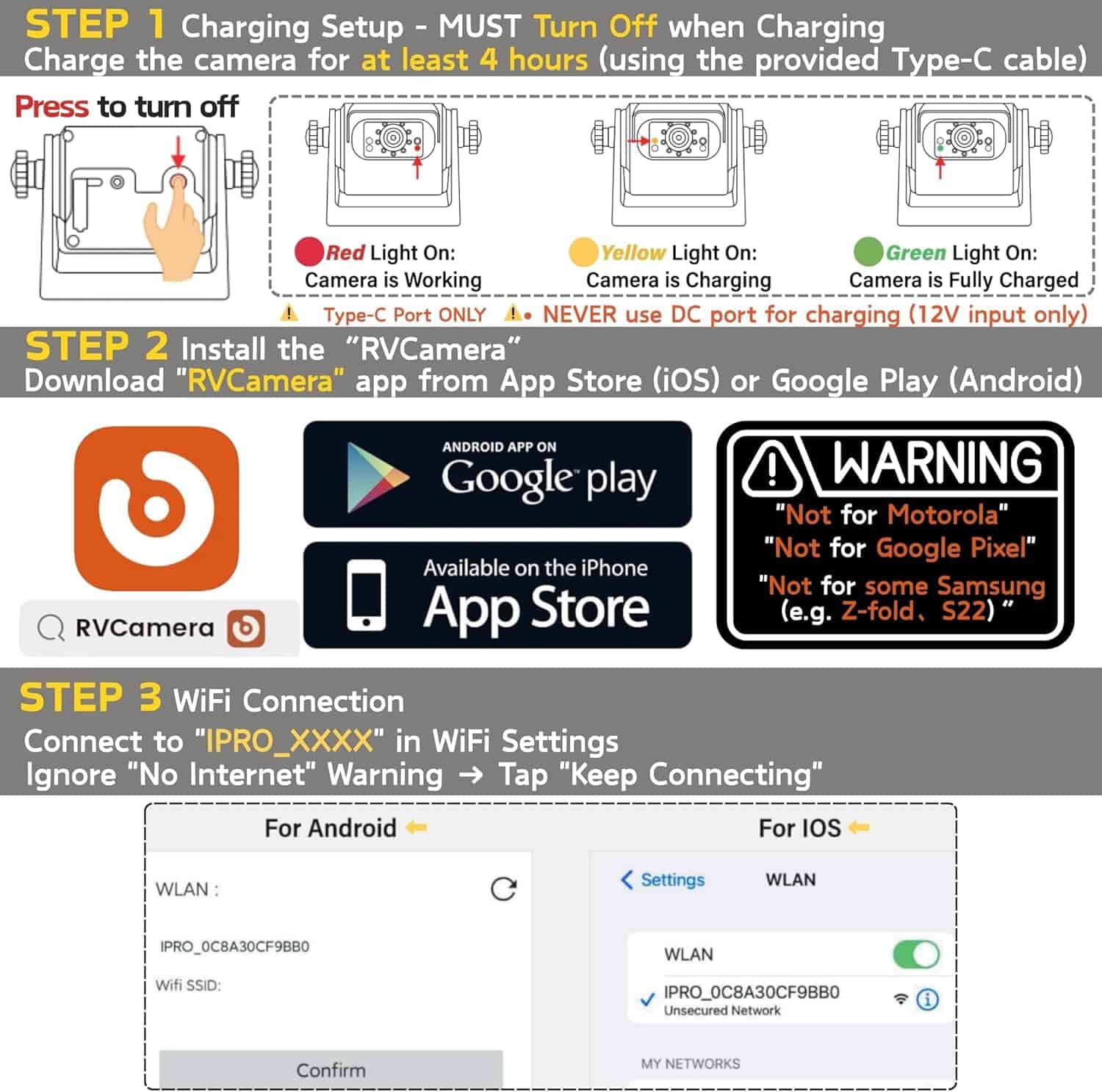 EWAY WiFi Magnetic Hitch Wireless Backup Rear/Front View Camera Rechargeable Battery for Easy Hitching of Gooseneck Horse Boat Travel Trailer/Fifth Wheels/RV/Camper Reverse for iPhone iPad Android (4)