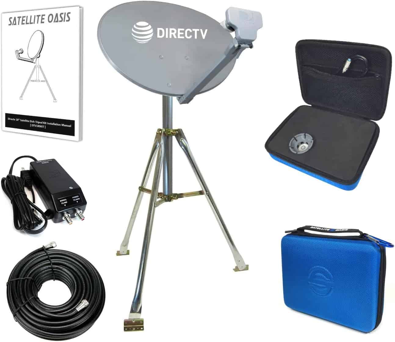 Satellite Oasis DIRECTV 4K HD Mobile RV Portable Satellite Dish Tripod Kit SWM SL3S