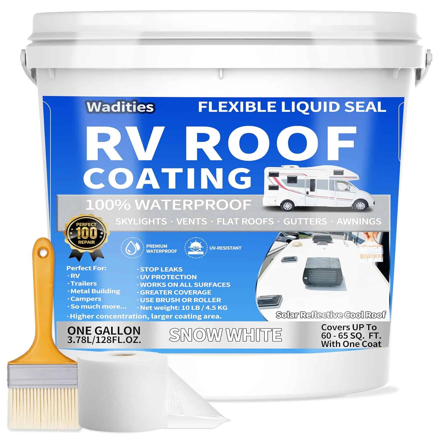 Wadities Waterproof Solar Reflective Sealant, Flexible RV Roof Sealant for Campers,