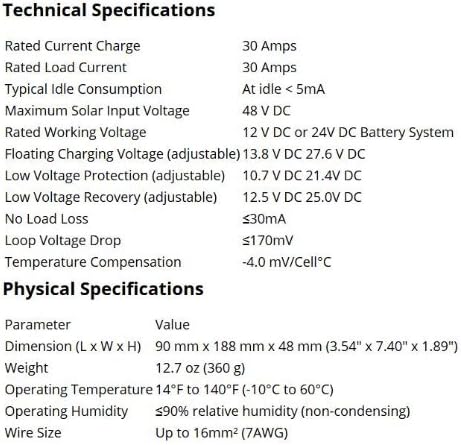 WindyNation P30L LCD PWM Solar Panel Regulator Charge Controller with Digital Display and User Adjustable Settings