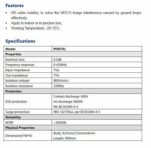 HD-Video Isolator PFM791 from Dahua - Image 4