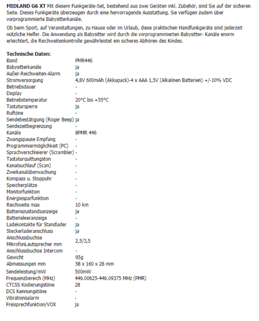 Midland G6XT PMR446 Funkgeräteset – Bild 5