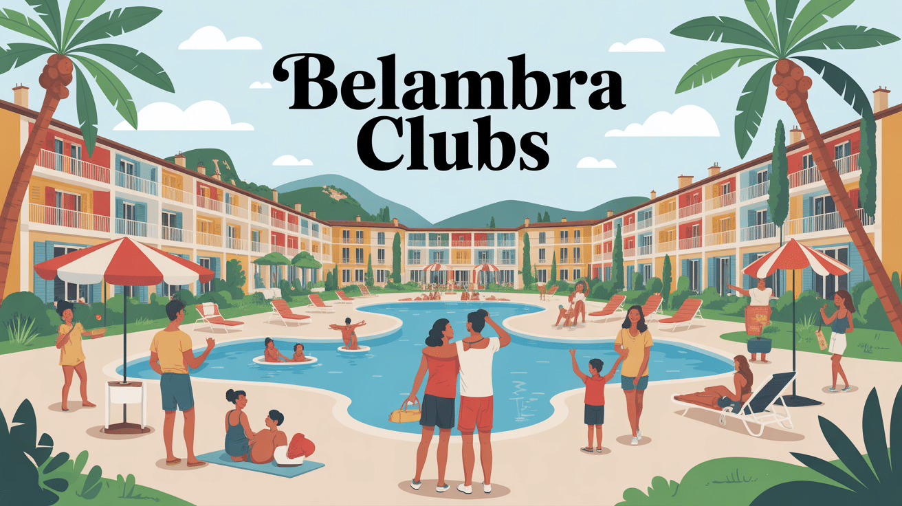 illustration complexe vacances Belambra clubs piscine palmiers