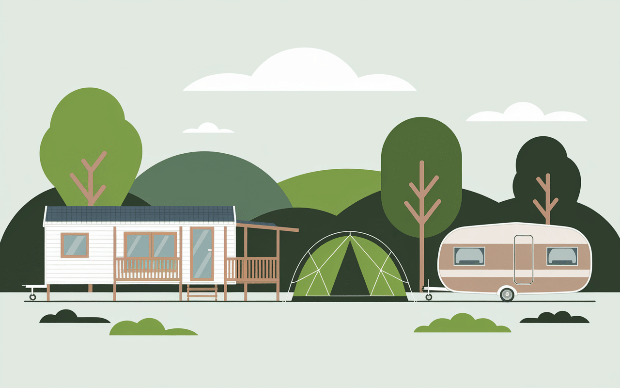 Mobil-homes et tentes camping Capfun avec pelouse verte