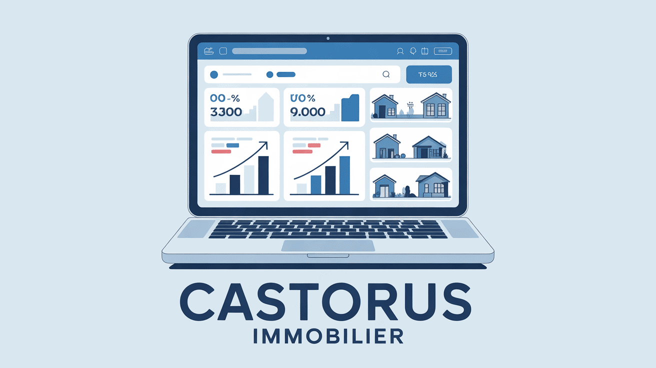 Illustration castorus immobilier ordinateur portable recherche