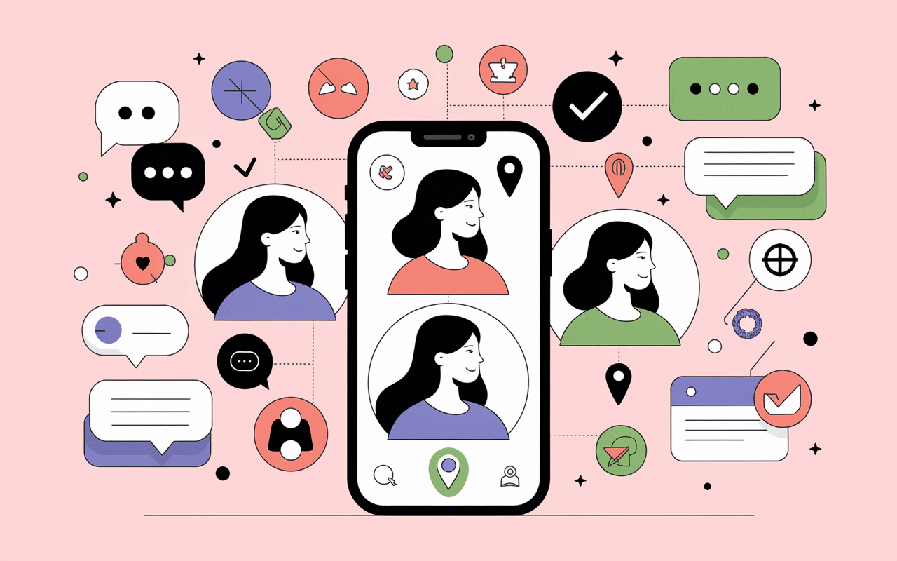 Smartphone profils femmes copine de voyage communication