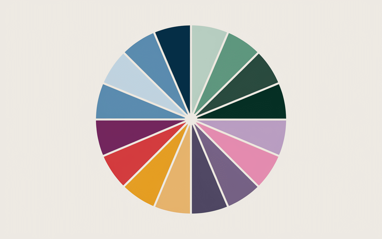 Roue chromatique couleurs en l bleus verts violets neutres