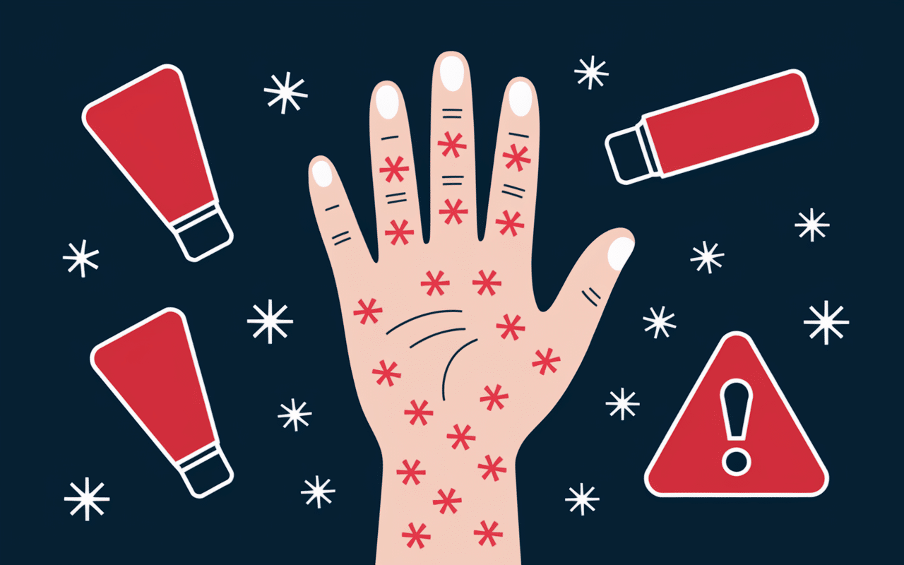 illustration fausse meduse mediterranee marques venin rouge sur main