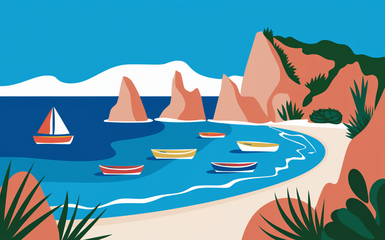 Ile mediteranneenne hotel minorque avec falaises et plages