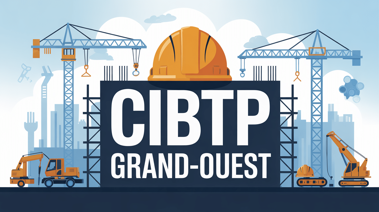 Illustration chantier cibtp grand ouest grues casques outils