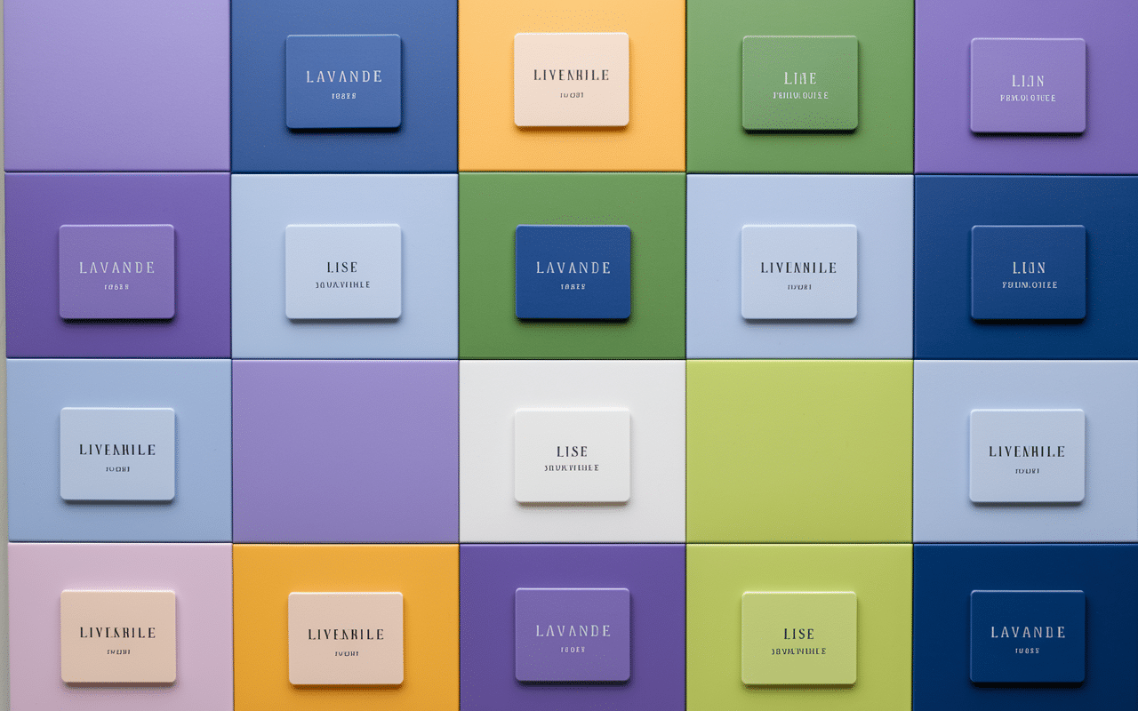 Nuancier liste couleurs en l lilas lavande lin lime lapis