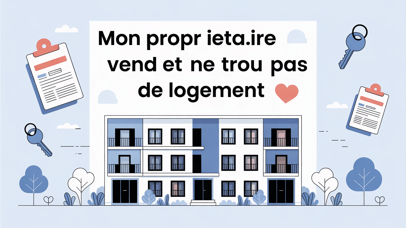 Illustration mon propriétaire vend et je ne trouve pas de logement immeuble et clés