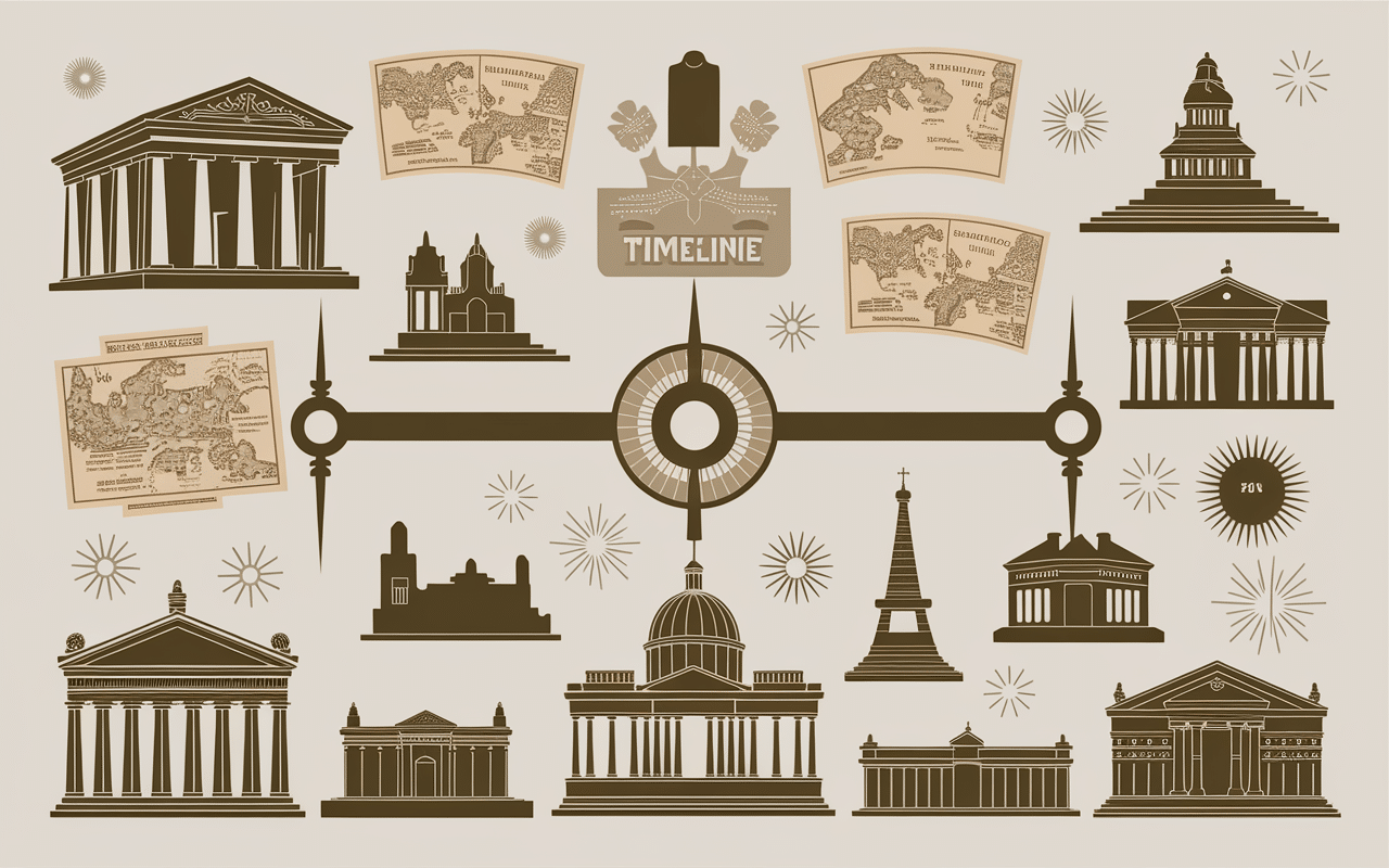Timeline historiques anciens territoires pays en O parchemins
