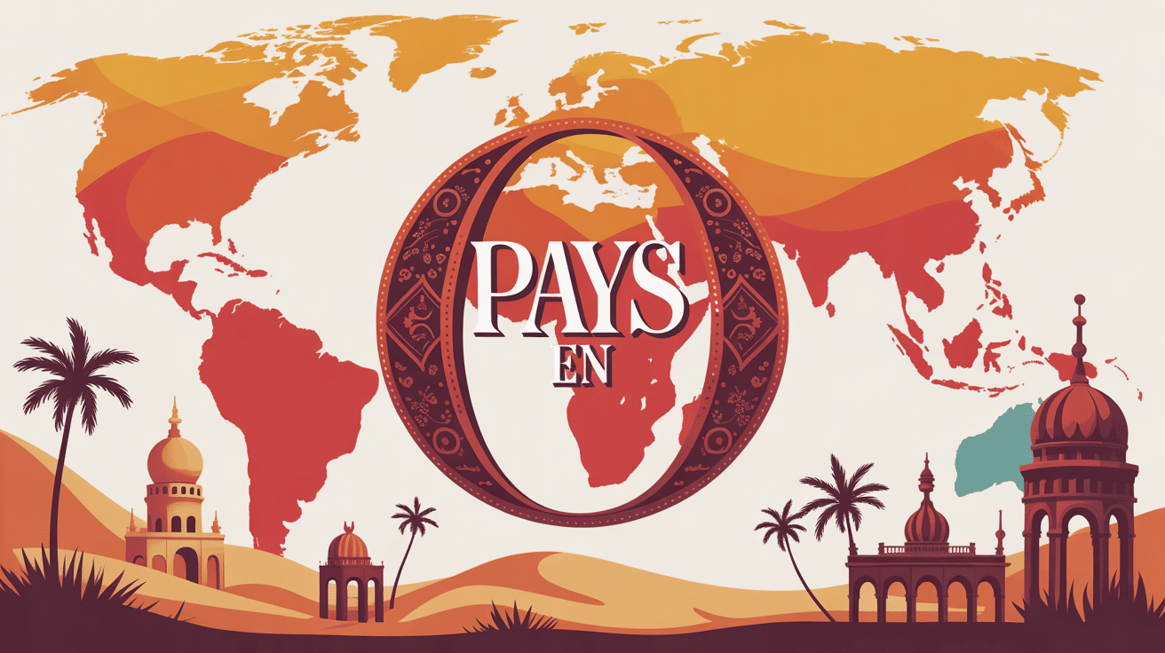 Carte monde avec lettre O grands monuments arabesques