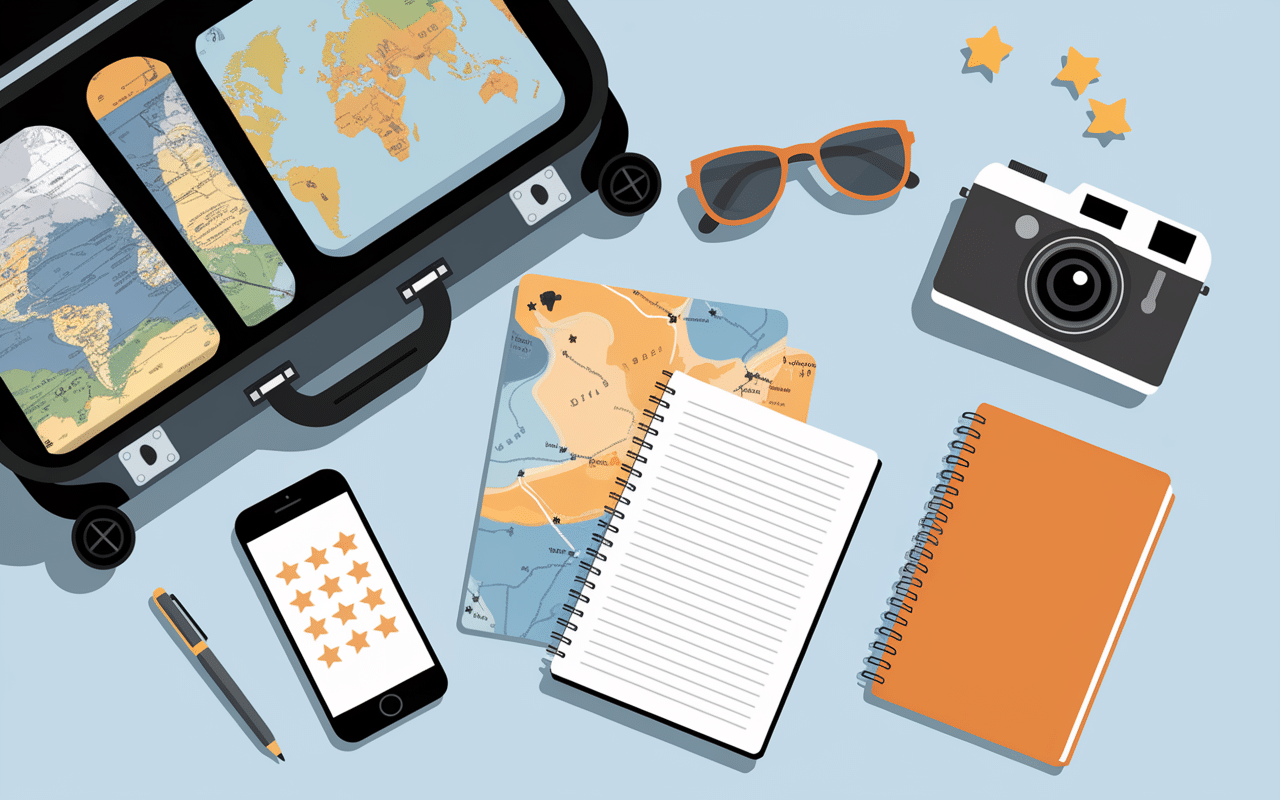 scene preparation voyage avis-et-notes.fr valise smartphone notes