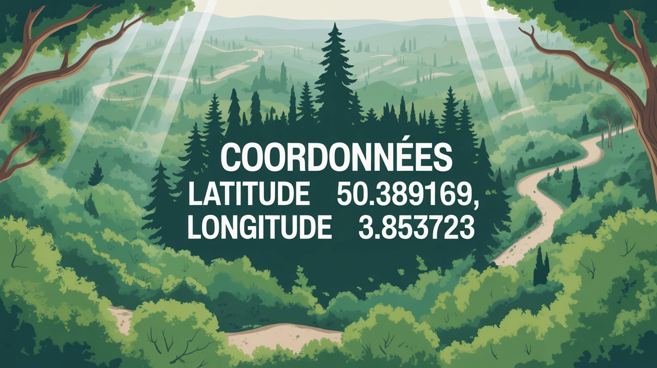 Forêt vue aérienne latitude 50.389169 longitude 3.853723