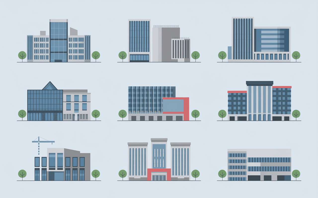 Illustration avec bâtiments professionnels Europropmarket