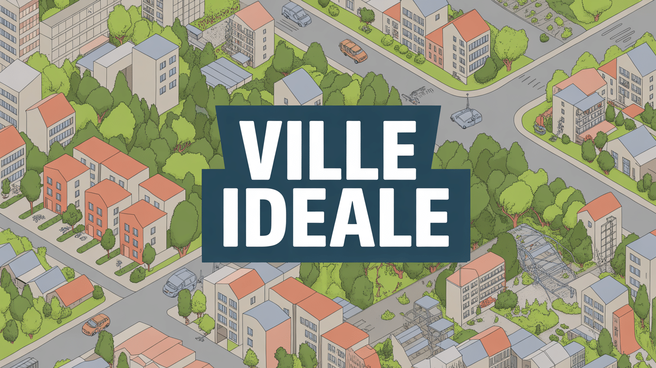 Vue aérienne stylisée d'une ville idéale