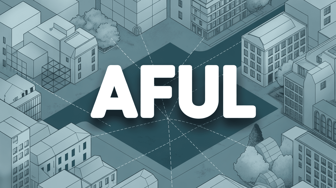 Vue aérienne d'un quartier représentant l'AFUL et la collaboration urbaine.