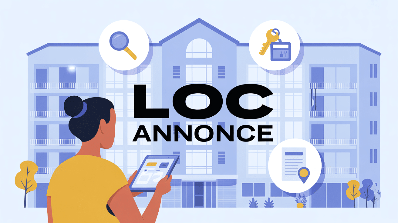 Illustration loc annonce devant immeuble moderne