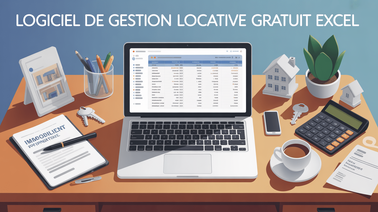 Illustration d'un bureau avec tableur logiciel gestion locative gratuit excel