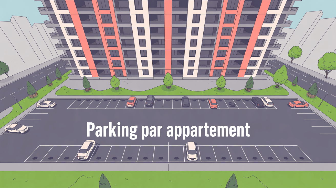 Illustration loi place de parking par appartement immeuble résidentiel parking