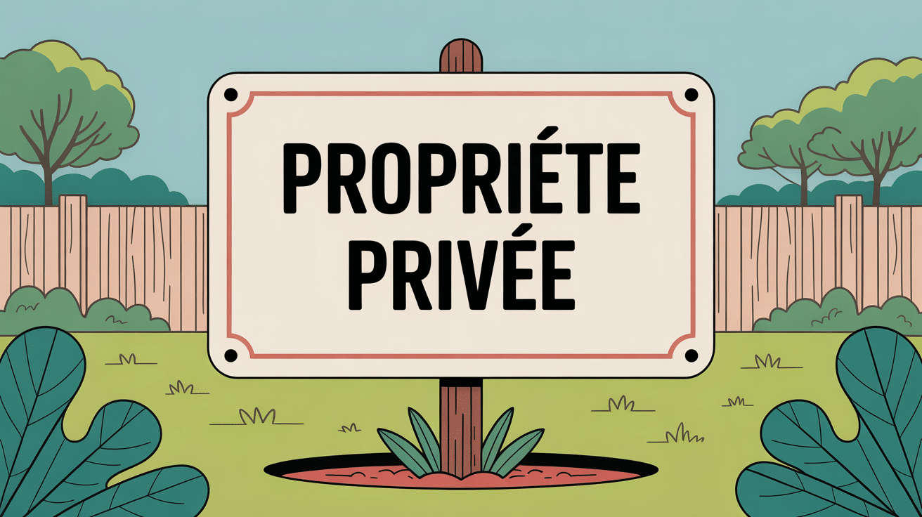 panneau propriété privée loi sur terrain vert