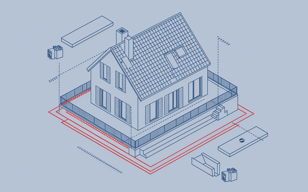 Schéma calcul tolérance dépassement emprise au sol