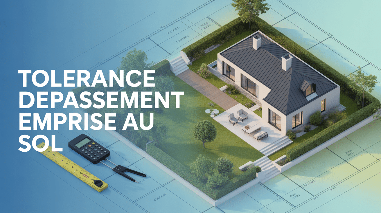 Vue maison et plan cadastral tolérance dépassement emprise au sol