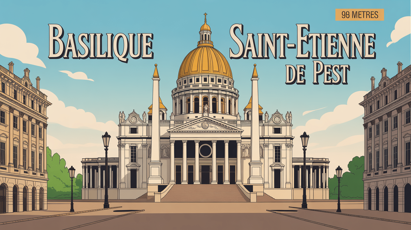 façade basilique saint étienne de pest avec coupole dorée