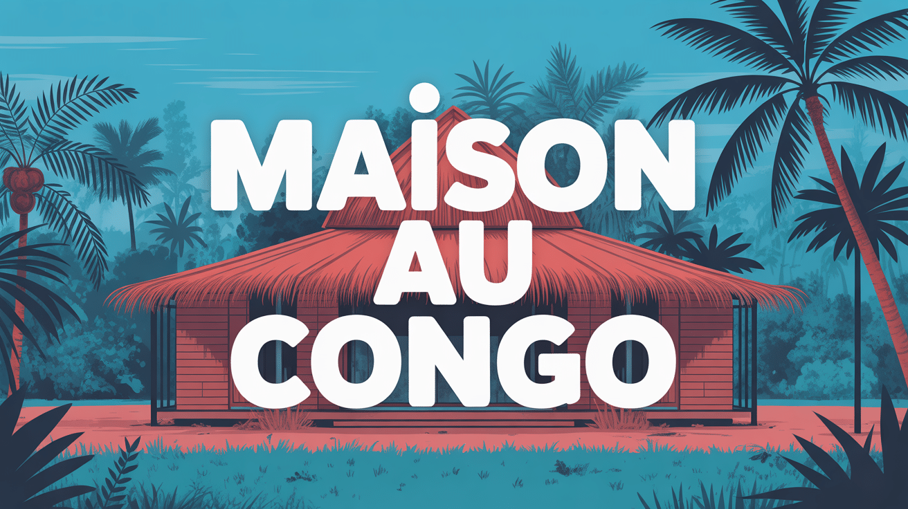 Illustration congo maison moderne avec palmiers