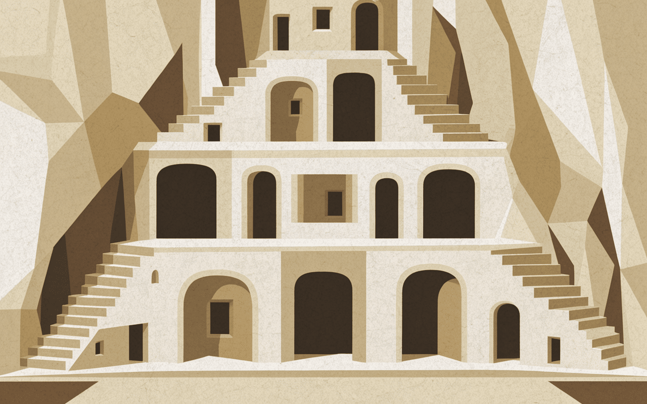 Habitat troglodytes Turquie dans roche volcanique