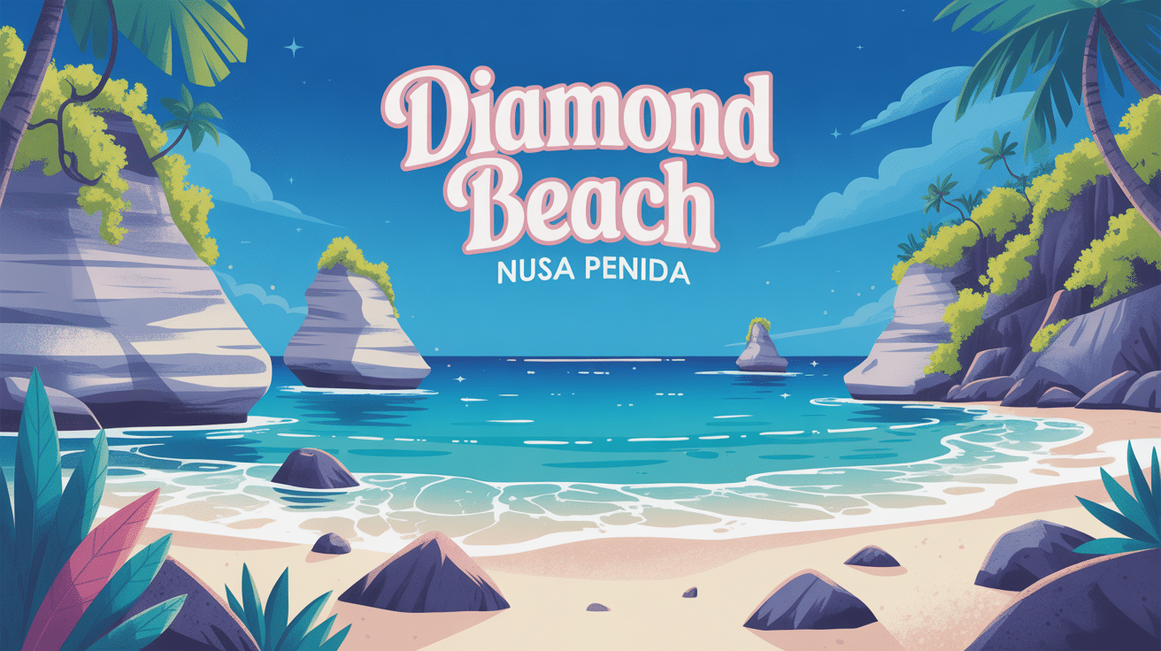 Vue panoramique Diamond Beach Nusa Penida plage falaises sable turquoise