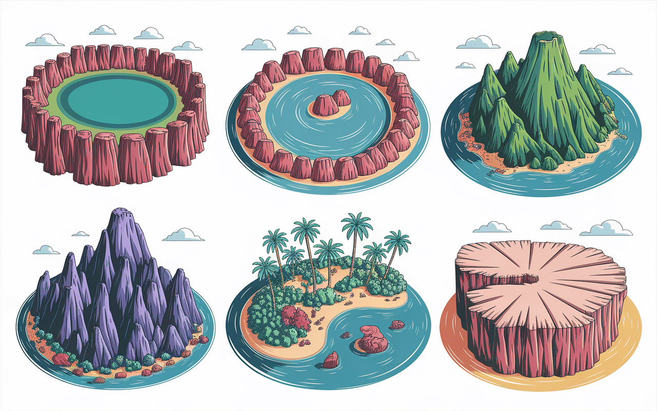 5 types d'îles des 5 archipels de la polynésie française