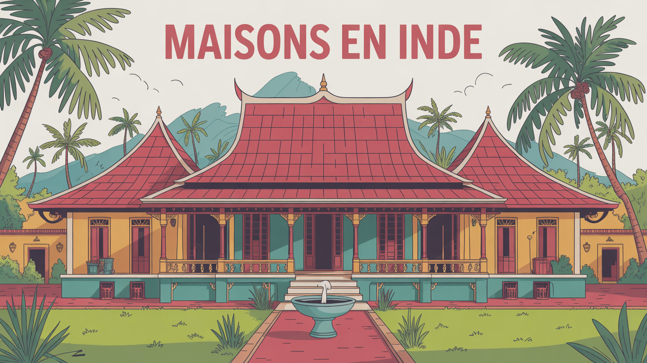 maison inde traditionnelle toits tuiles cours fontaine