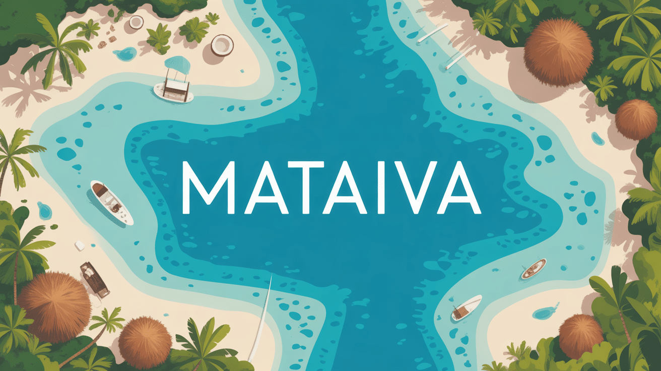 Vue aérienne Mataiva atoll lagon turquoise