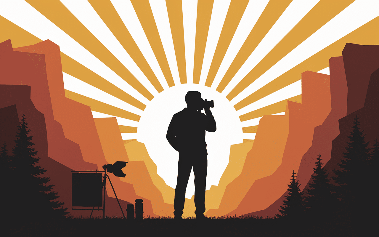 Photographe sur point sublime grand canyon au coucher du soleil