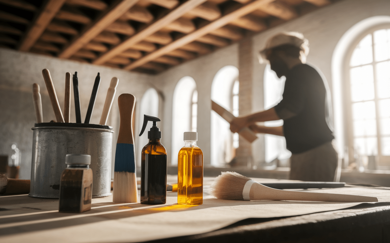 artisan restauration plafond à la française bois ancien