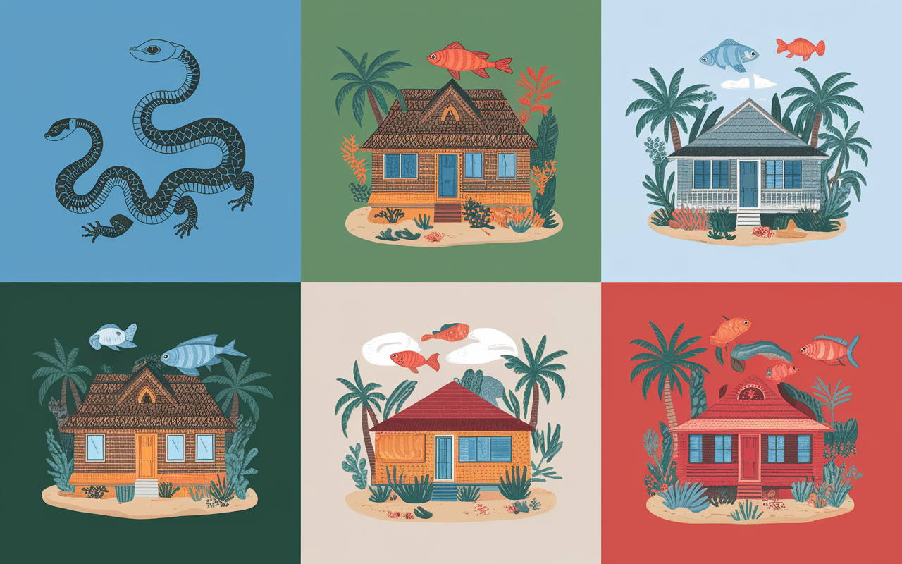 Collage artistique sites incontournables et faune de Flores