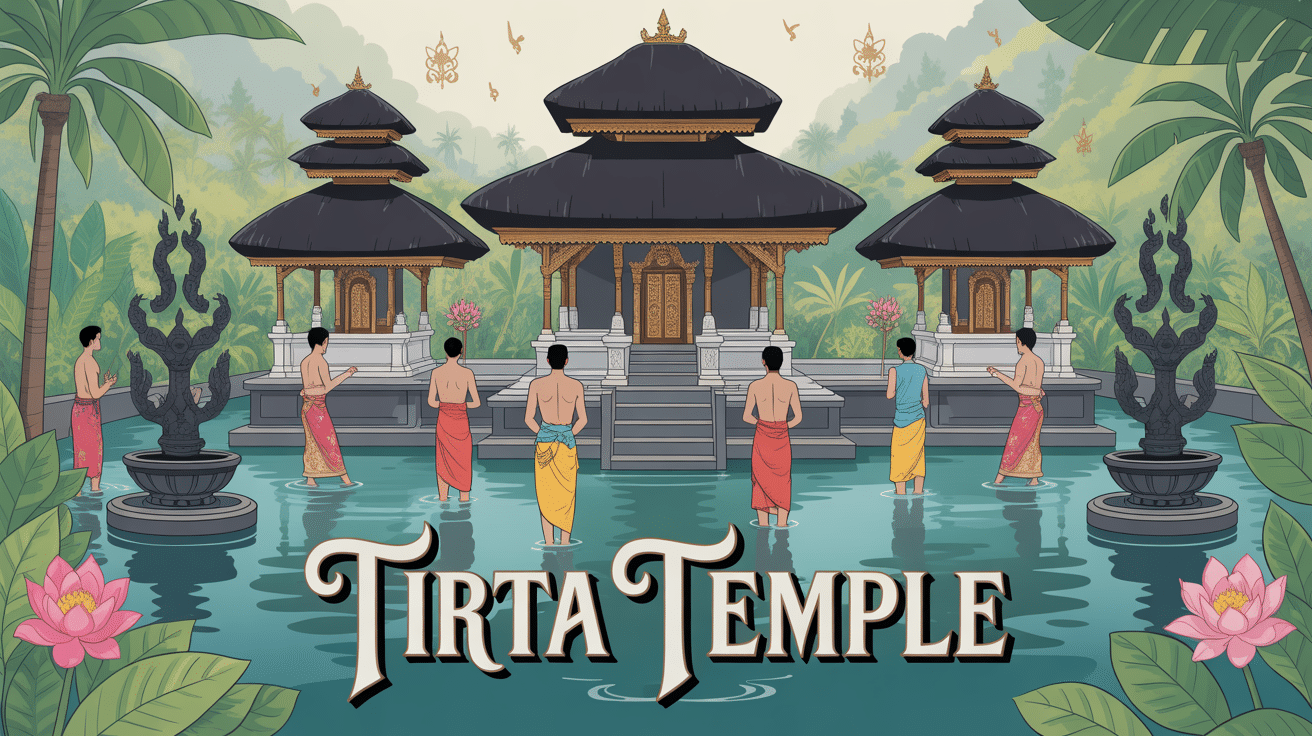 tirta temple bali avec bassin sacré et fidèles