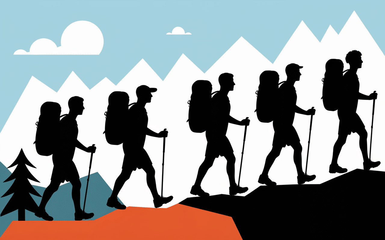 Randonneurs sécurisés vers trou de David Corse