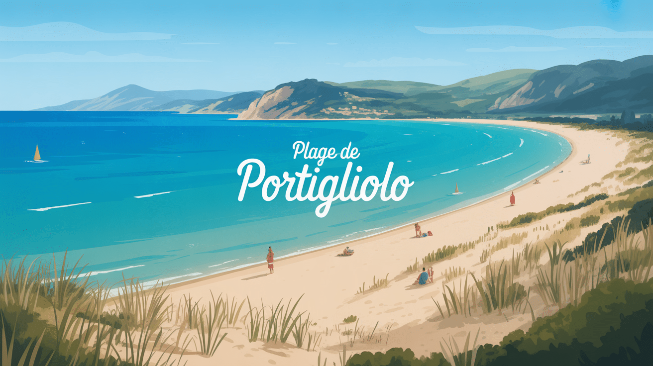 vue aerienne plage de portigliolo - arinella di portigliolu sable dore et mer turquoise