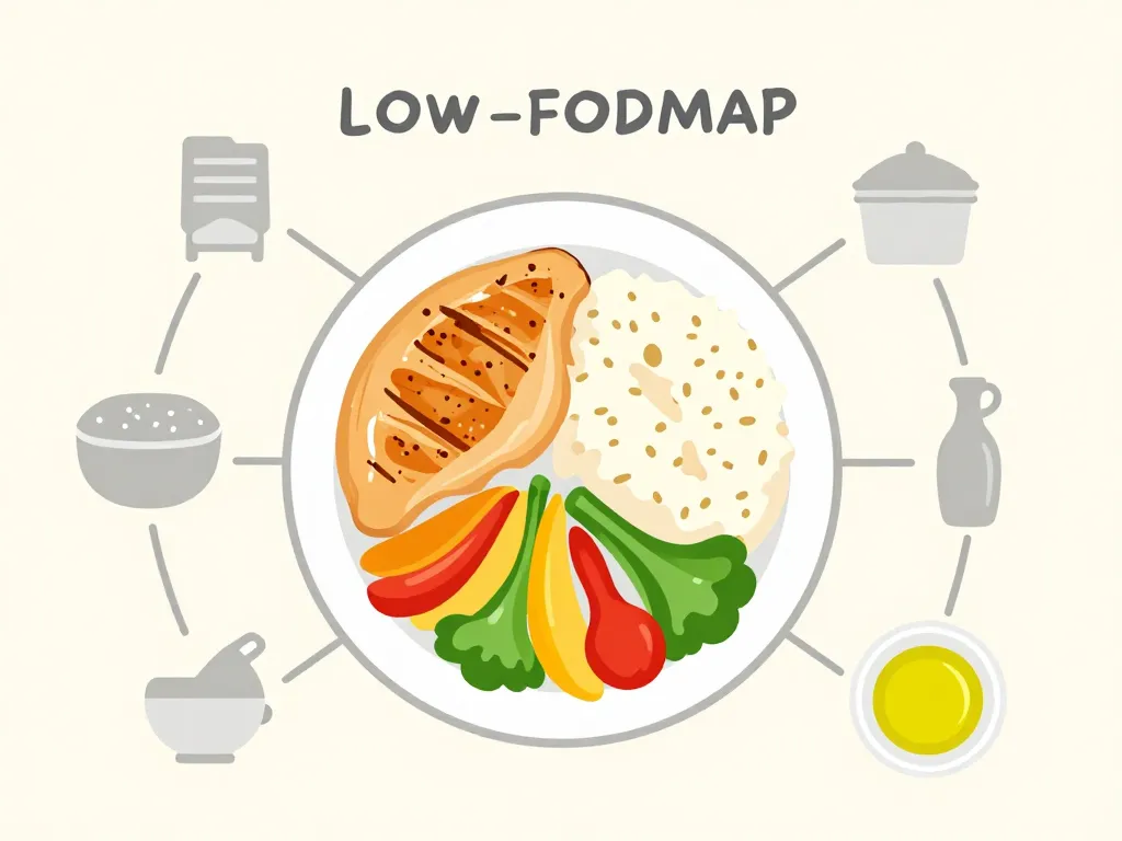 Assiette équilibrée 300 aliments pauvres en fodmap idée repas